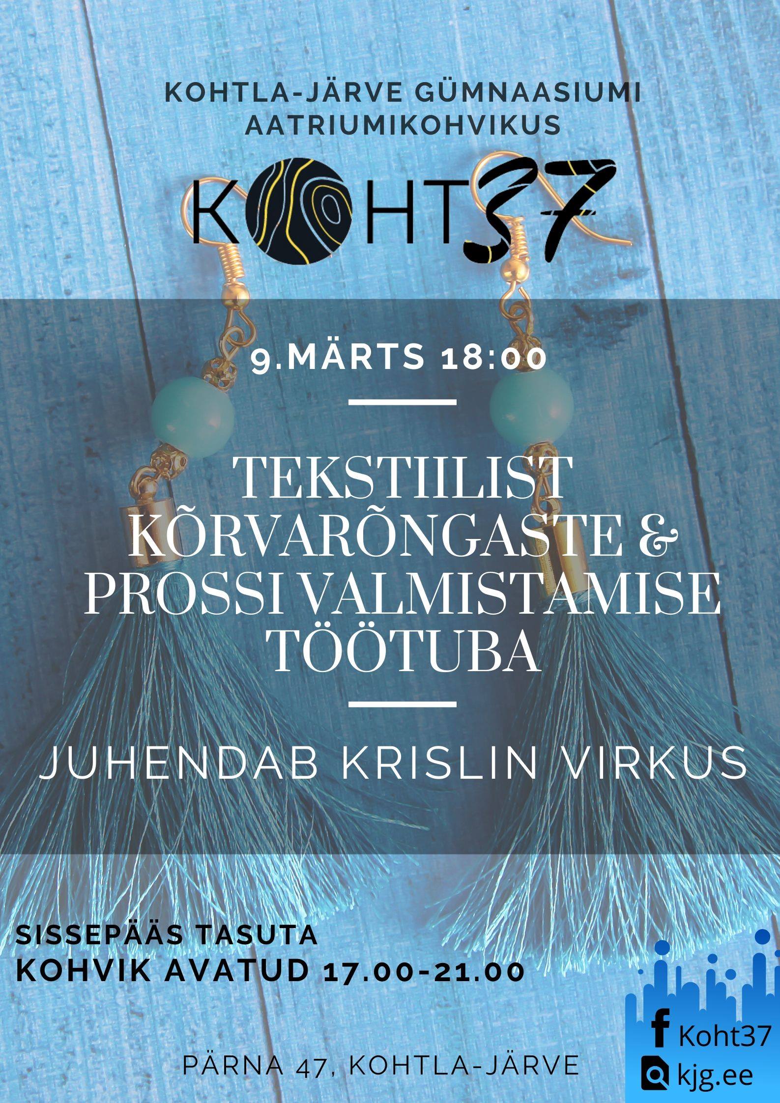 You are currently viewing KOHT37: Tekstiilist kõrvarõngaste ja prossi valmistamise töötuba