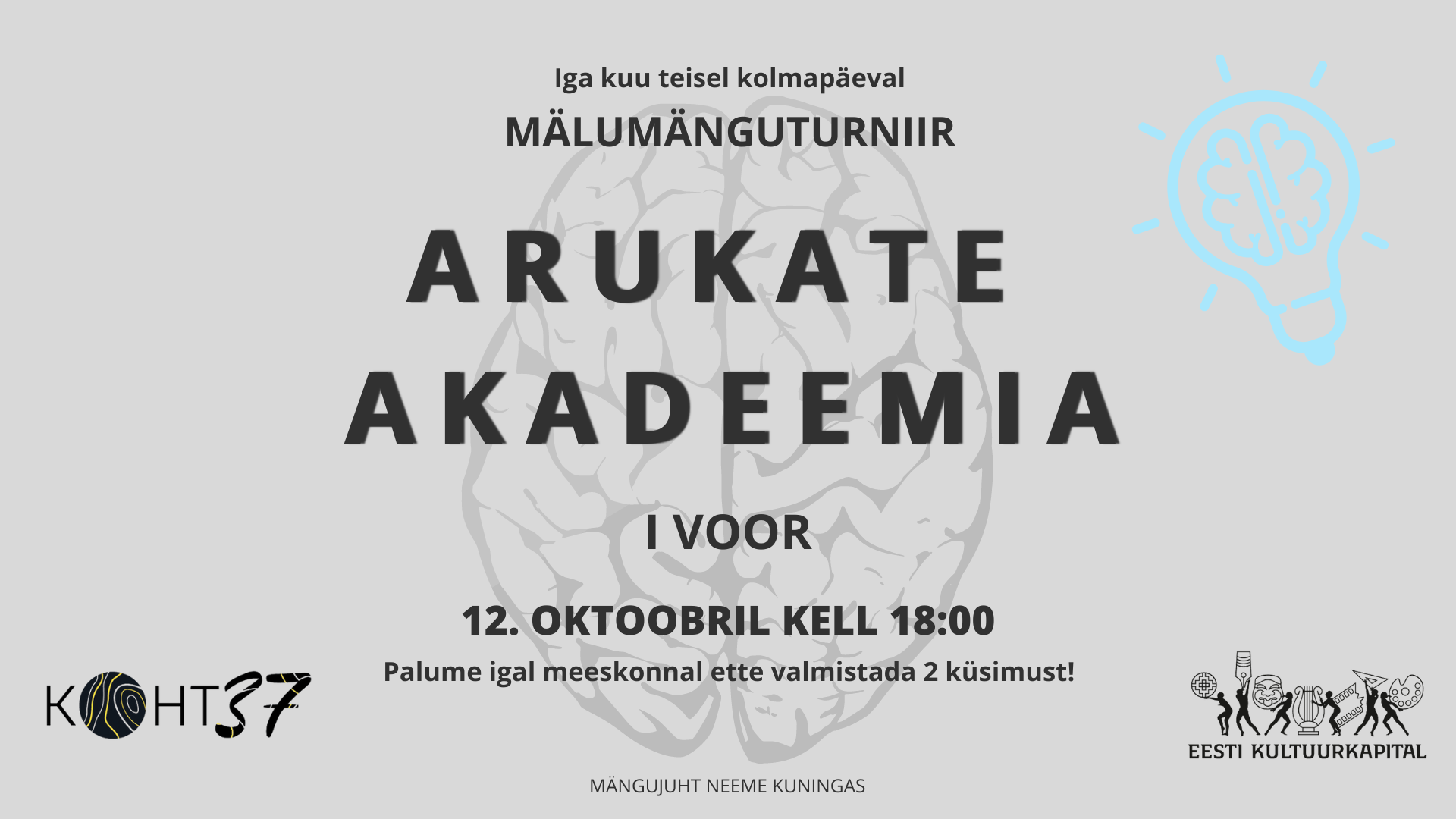 Read more about the article KOHT37 Arukate Akadeemia mälumängusari alustab 12. oktoobril